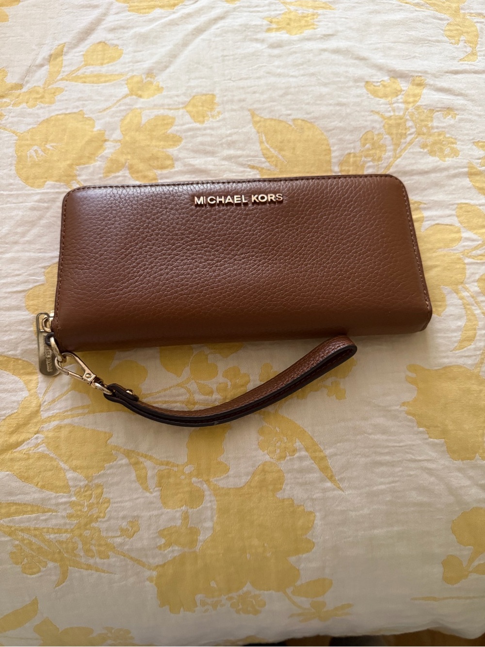 Michael Kors Brown Pebbled Leather Wristlet